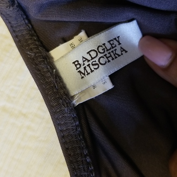 Badgley Mischka Womens Draped Gray Maillot One Piece Swimsuit Bodysuit - Picture 11 of 13